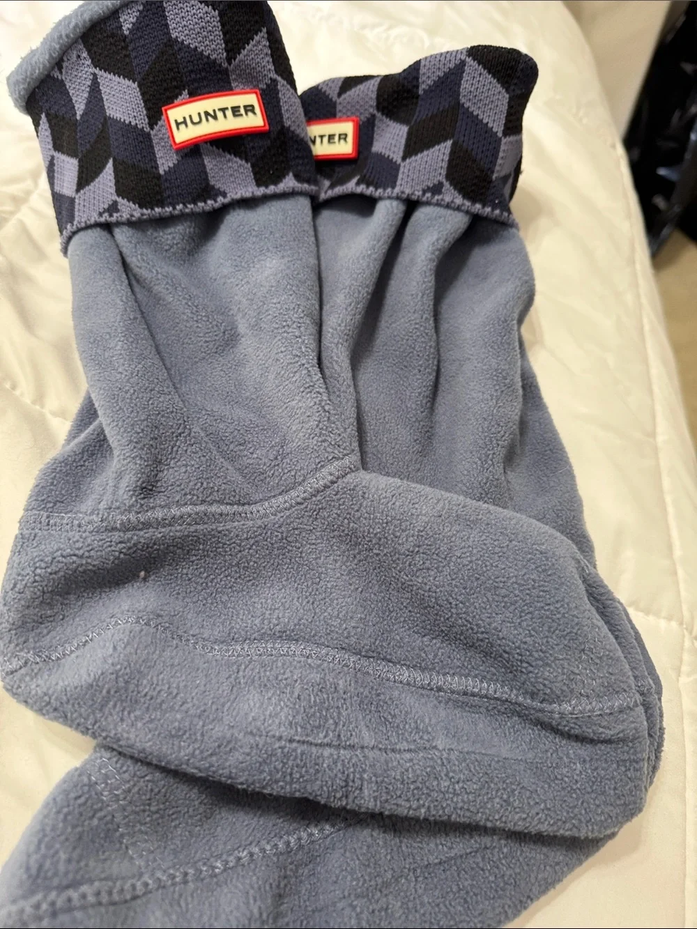 Hunter Two-Pairs Knit boot sock liners in Charcoal Gray & Slate Blue medium EUC